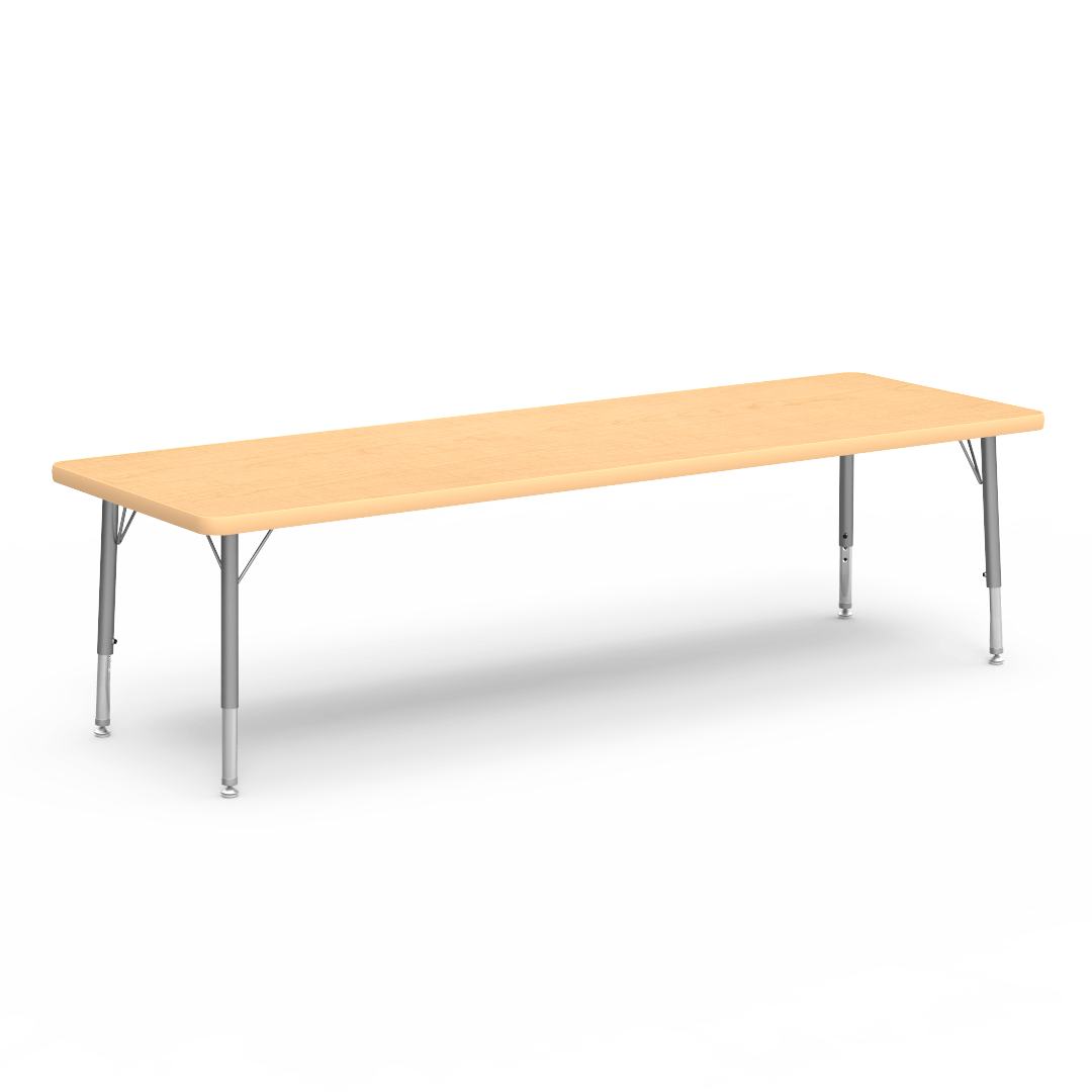 Rectangular Activity Table with Heavy Duty Laminate Top - Preschool Height Adjustable Legs (24"W x 72"L x 17-25"H) - SchoolOutlet