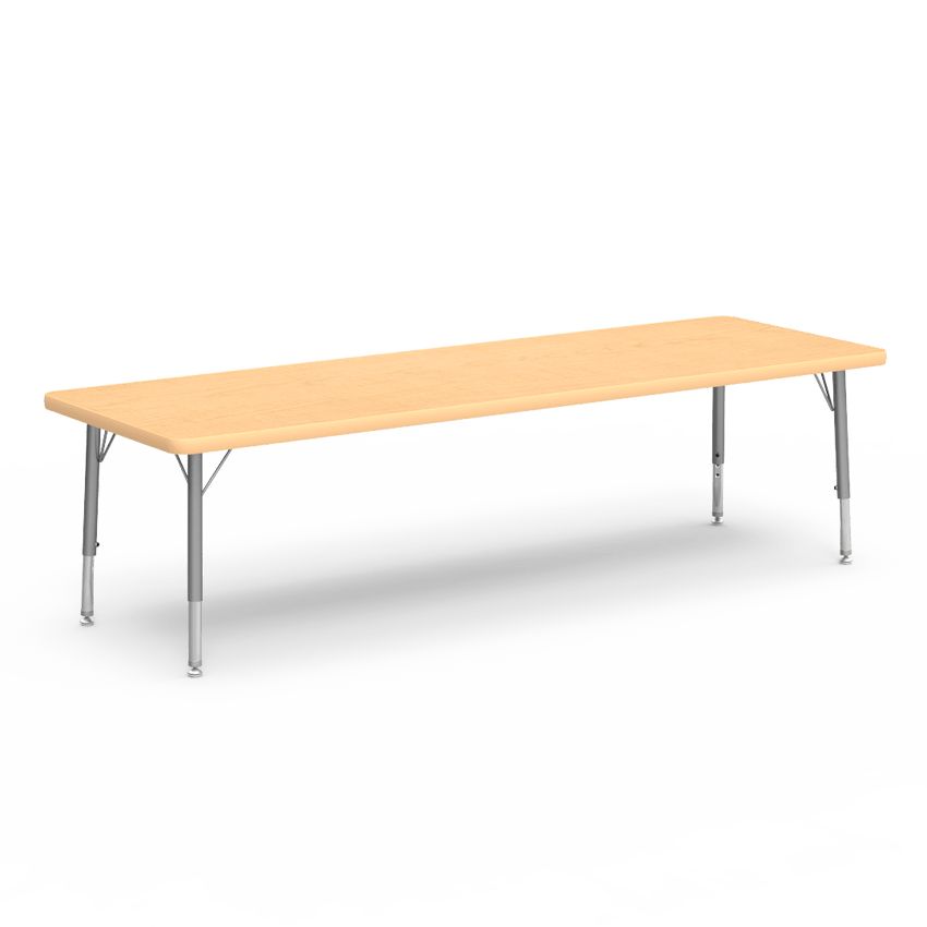 Rectangular Activity Table with Heavy Duty Laminate Top - Preschool Height Adjustable Legs (24"W x 72"L x 17-25"H) - SchoolOutlet