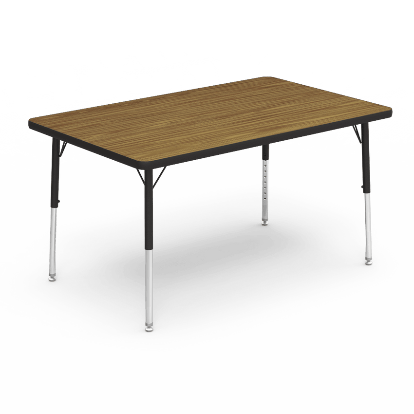 Rectangle Preschool Activity Table with Heavy Duty Medium Oak Laminate Top - Preschool Height Adjustable Legs (30"W x 48"L x 17-25"H) - SchoolOutlet