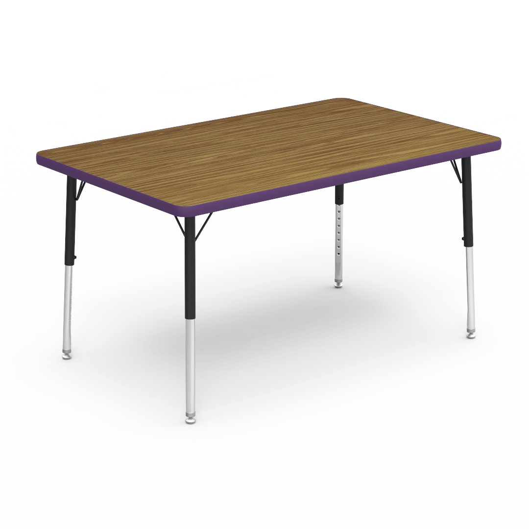 Virco 483048LO - 4000 Series Rectangular Activity Table with Heavy Duty Laminate Top - Preschool Height Adjustable Legs (30"W x 48"L x 17"-25"H) - SchoolOutlet