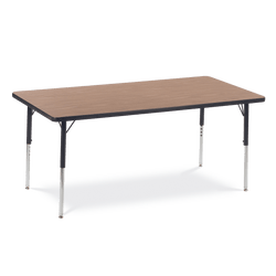 School Activity Table for Students, Heavy Duty Medium Oak Laminate Top and Adjustable Height (30"W x 60"L x 22-30"H)