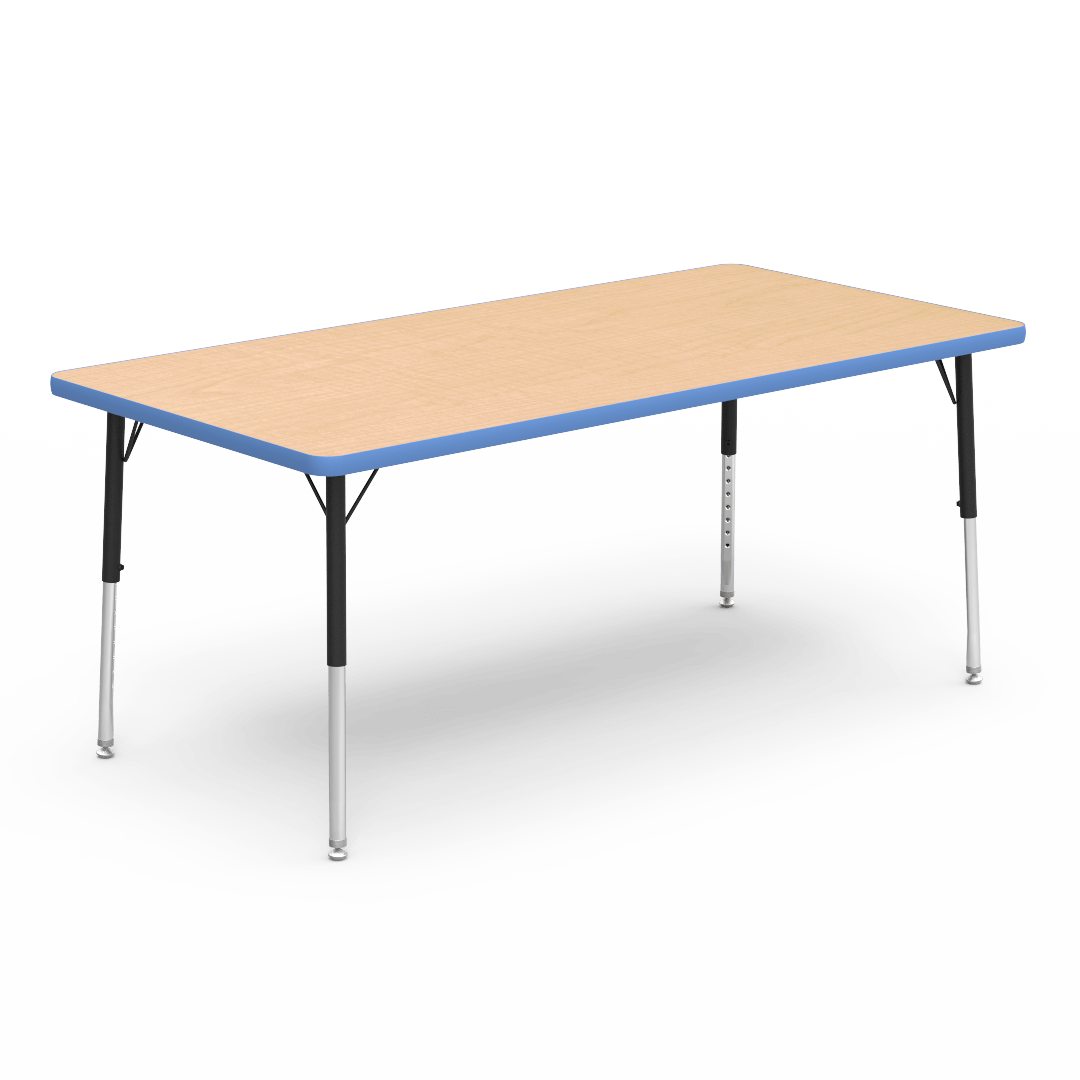 Virco 483060LO - Virco 4000 Series Rectangular Activity Table with Heavy Duty Laminate Top - Preschool Height Adjustable Legs (30"W x 60"L x 17"-25"H) - SchoolOutlet