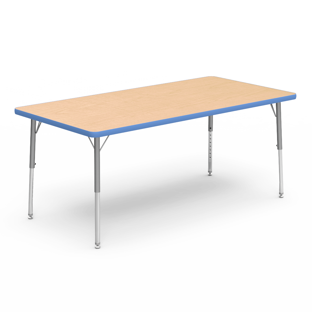 Virco 483060LO - Virco 4000 Series Rectangular Activity Table with Heavy Duty Laminate Top - Preschool Height Adjustable Legs (30"W x 60"L x 17"-25"H) - SchoolOutlet