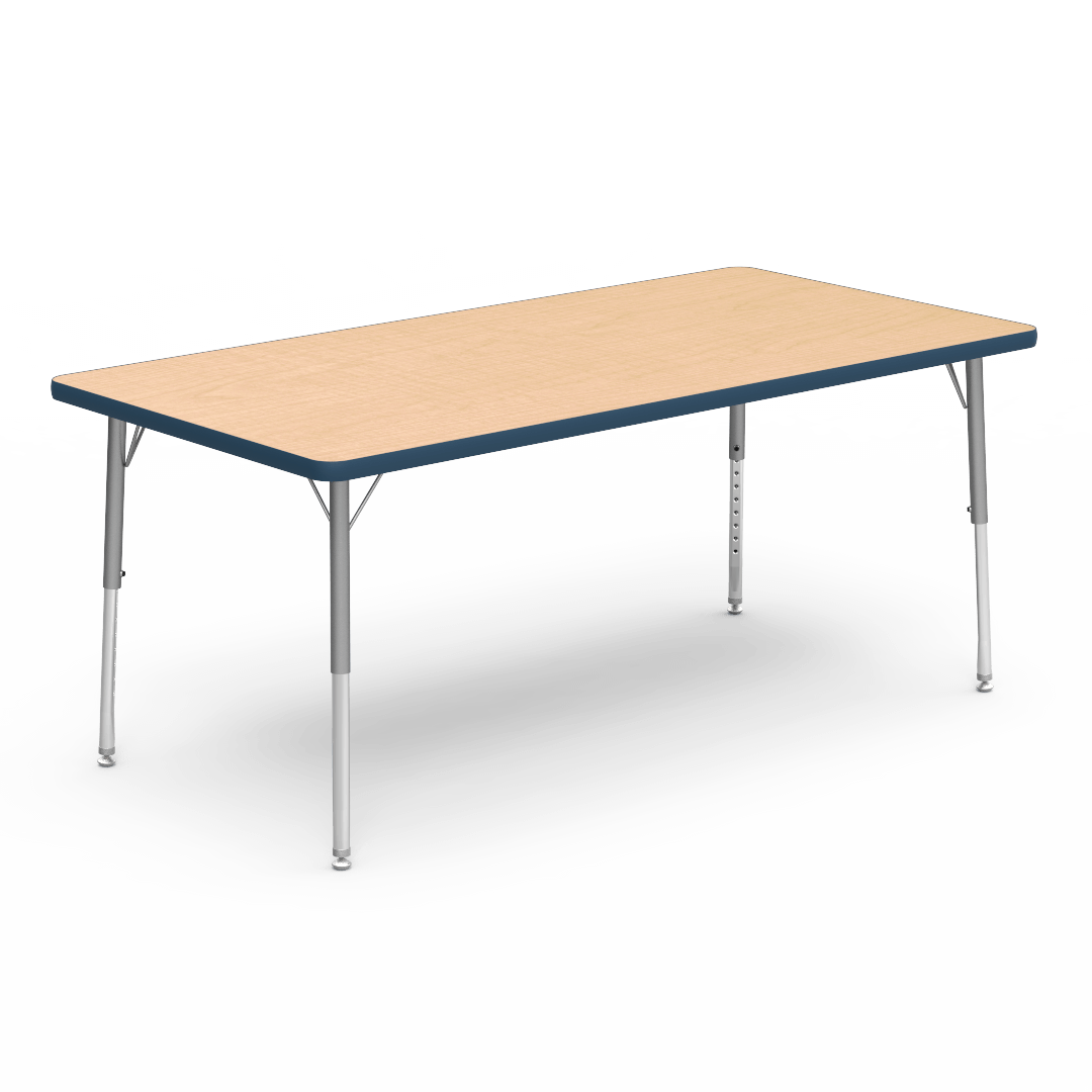 Virco 483060LO - Virco 4000 Series Rectangular Activity Table with Heavy Duty Laminate Top - Preschool Height Adjustable Legs (30"W x 60"L x 17"-25"H) - SchoolOutlet