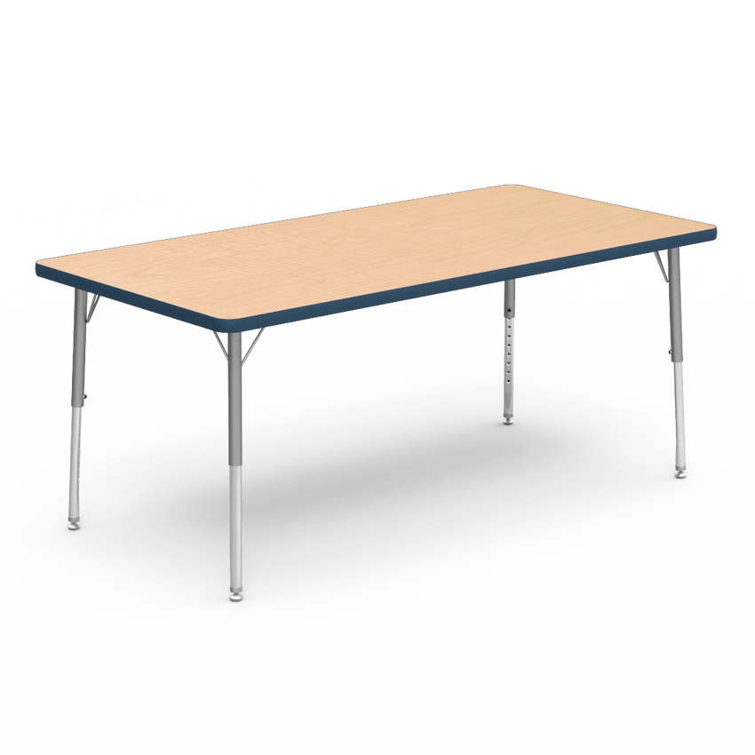 Virco 483060LO - Virco 4000 Series Rectangular Activity Table with Heavy Duty Laminate Top - Preschool Height Adjustable Legs (30"W x 60"L x 17"-25"H) - SchoolOutlet