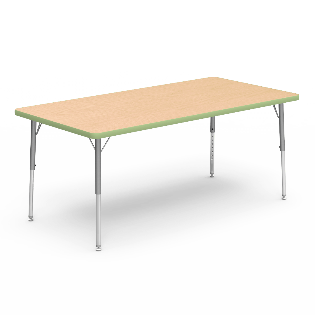 Virco 483060LO - Virco 4000 Series Rectangular Activity Table with Heavy Duty Laminate Top - Preschool Height Adjustable Legs (30"W x 60"L x 17"-25"H) - SchoolOutlet