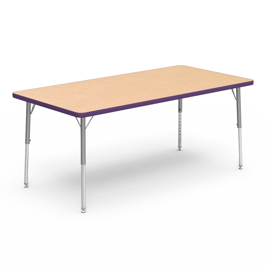 Virco 483060LO - Virco 4000 Series Rectangular Activity Table with Heavy Duty Laminate Top - Preschool Height Adjustable Legs (30"W x 60"L x 17"-25"H) - SchoolOutlet