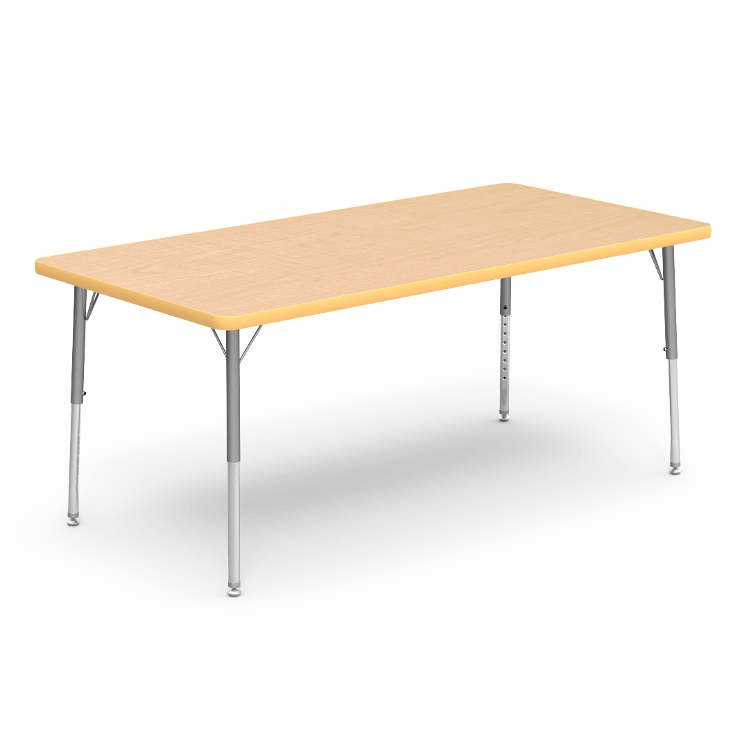 Virco 483060LO - Virco 4000 Series Rectangular Activity Table with Heavy Duty Laminate Top - Preschool Height Adjustable Legs (30"W x 60"L x 17"-25"H) - SchoolOutlet