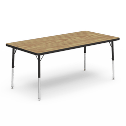 Rectangle Preschool Activity Table with Heavy Duty Medium Oak Laminate Top - Preschool Height Adjustable Legs (30"W x 60"L x 17-25"H)