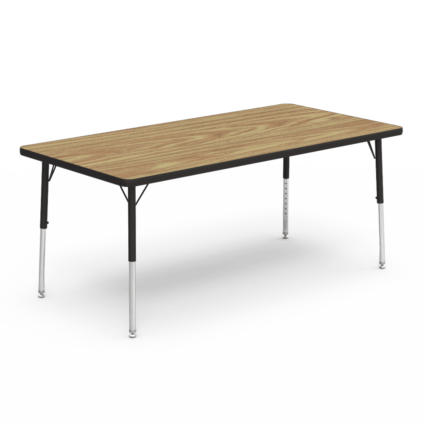 Rectangle Preschool Activity Table with Heavy Duty Medium Oak Laminate Top - Preschool Height Adjustable Legs (30"W x 60"L x 17-25"H) - SchoolOutlet