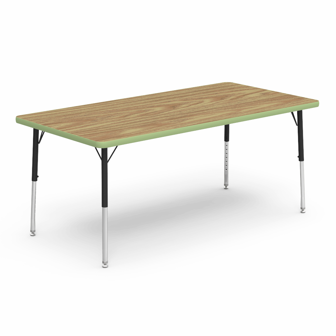 Virco 483060LO - Virco 4000 Series Rectangular Activity Table with Heavy Duty Laminate Top - Preschool Height Adjustable Legs (30"W x 60"L x 17"-25"H) - SchoolOutlet