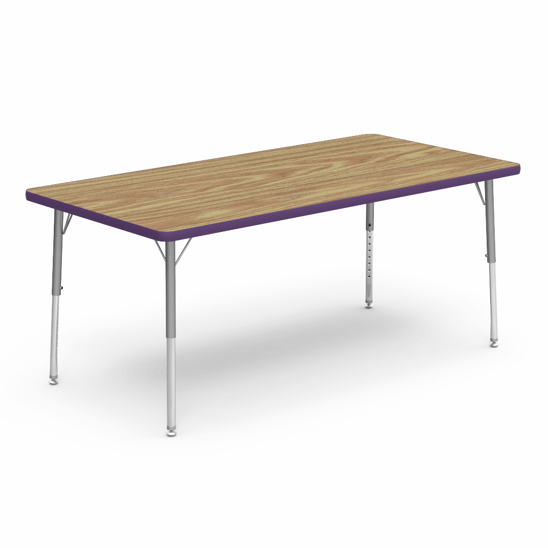 Virco 483060LO - Virco 4000 Series Rectangular Activity Table with Heavy Duty Laminate Top - Preschool Height Adjustable Legs (30"W x 60"L x 17"-25"H) - SchoolOutlet