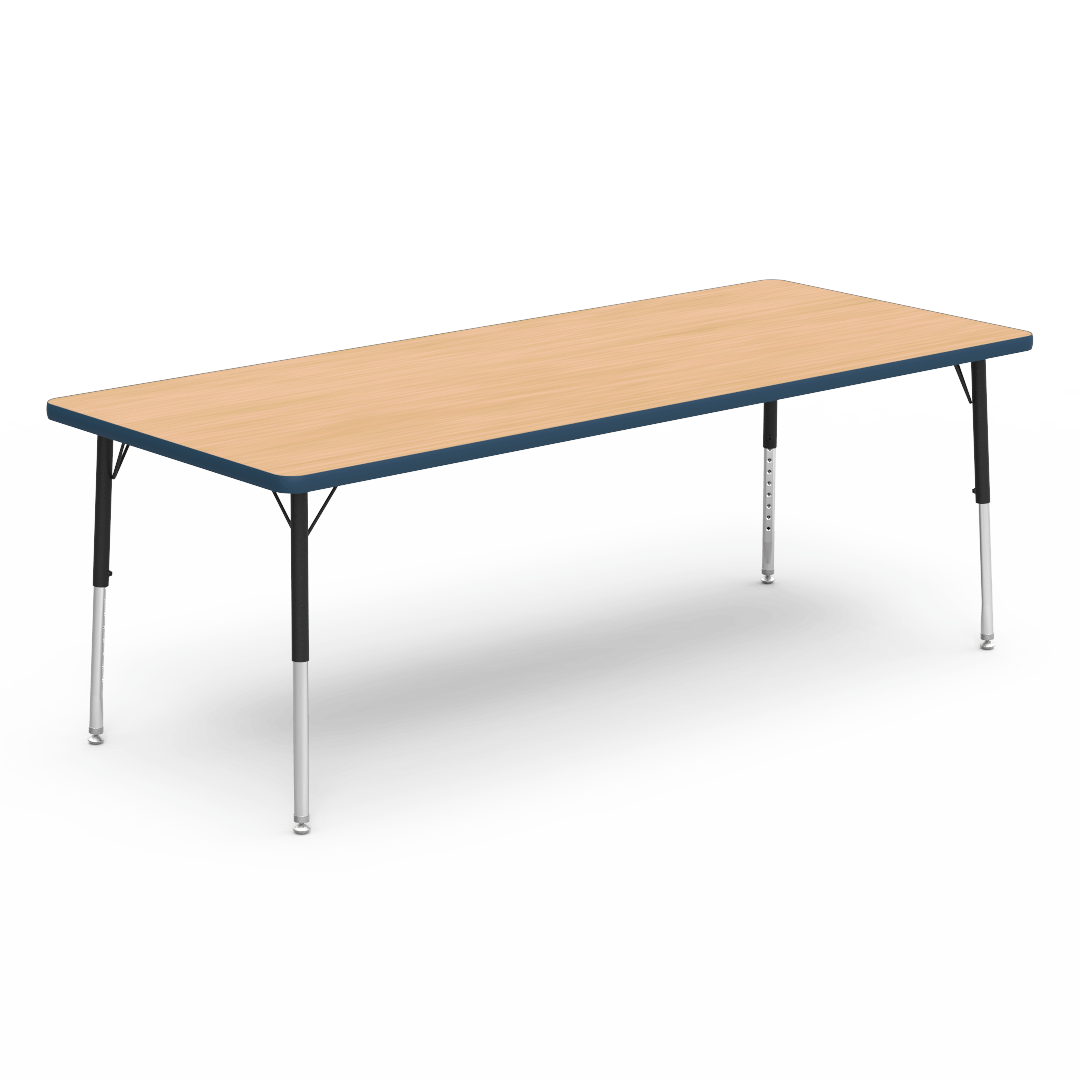 Virco 483072LO - Virco 4000 Series Rectangular Activity Table with Heavy Duty Laminate Top - Preschool Height Adjustable Legs (30"W x 72"L x 17-25"H) - SchoolOutlet