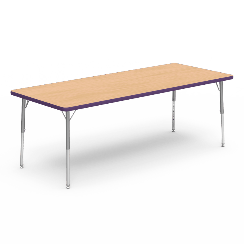 Virco 483072LO - Virco 4000 Series Rectangular Activity Table with Heavy Duty Laminate Top - Preschool Height Adjustable Legs (30"W x 72"L x 17-25"H) - SchoolOutlet