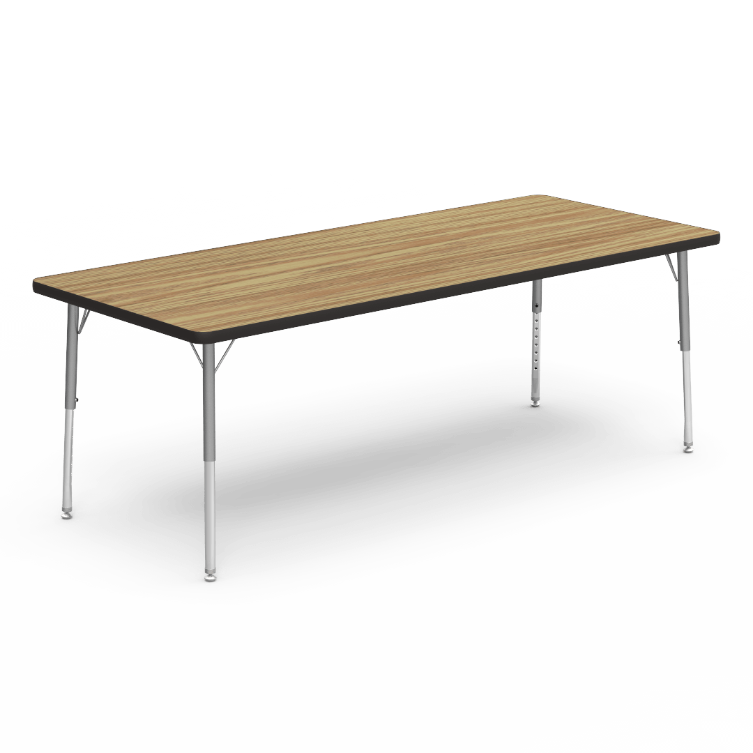 Virco 483072LO - Virco 4000 Series Rectangular Activity Table with Heavy Duty Laminate Top - Preschool Height Adjustable Legs (30"W x 72"L x 17-25"H) - SchoolOutlet