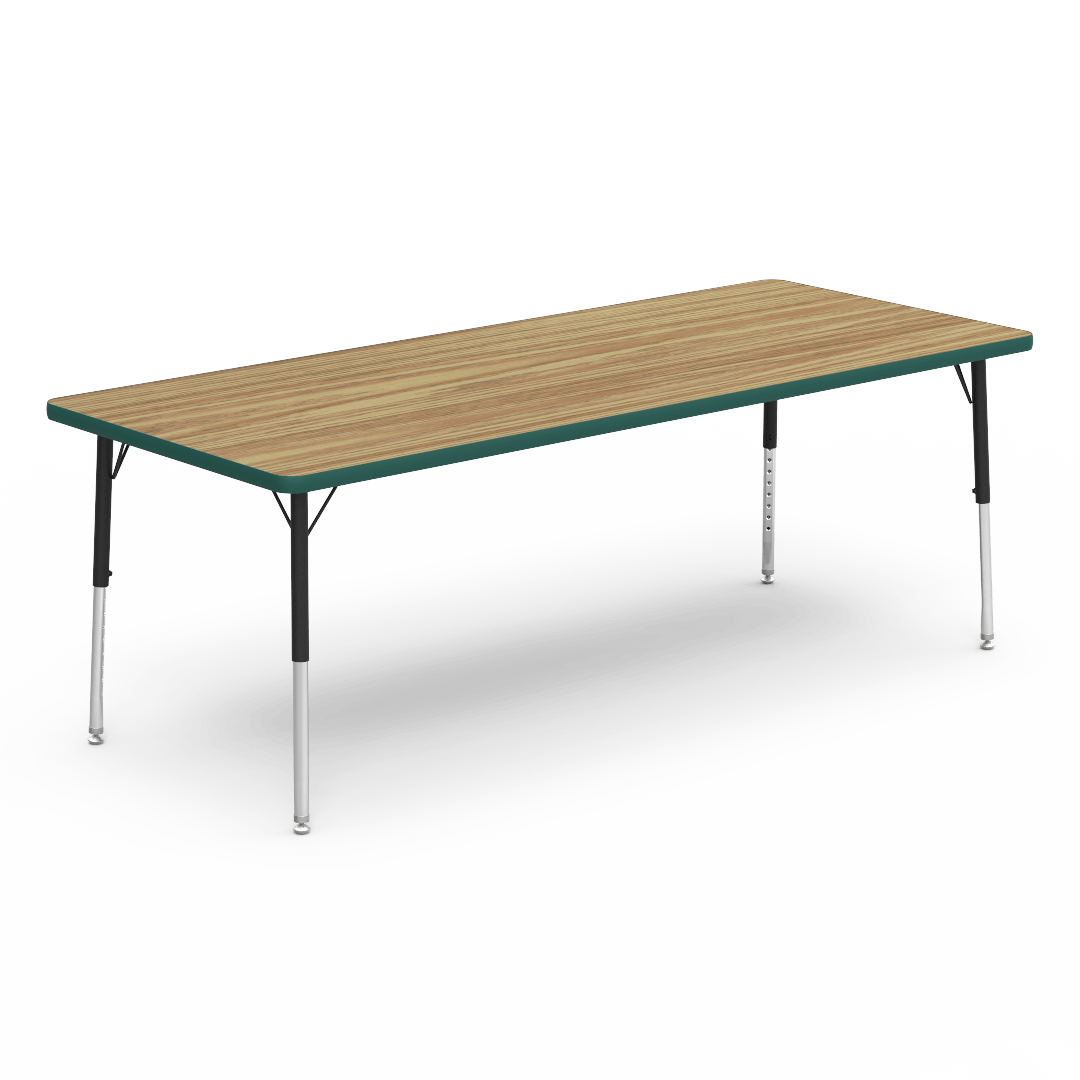 Virco 483072LO - Virco 4000 Series Rectangular Activity Table with Heavy Duty Laminate Top - Preschool Height Adjustable Legs (30"W x 72"L x 17-25"H) - SchoolOutlet