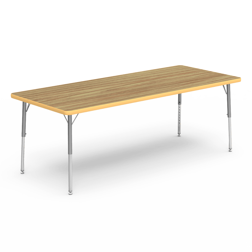 Virco 483072LO - Virco 4000 Series Rectangular Activity Table with Heavy Duty Laminate Top - Preschool Height Adjustable Legs (30"W x 72"L x 17-25"H) - SchoolOutlet