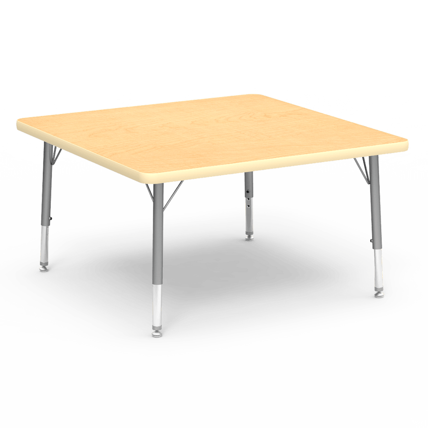 Virco 483636LO - 4000 Series Square Activity Table with Heavy Duty Laminate Top - Preschool Height Adjustable Legs (36"W x 36"L x 17-25"H) - SchoolOutlet