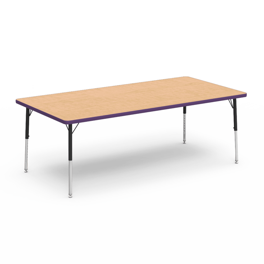 Rectangular Activity Table with Heavy Duty Laminate Top - Preschool Height Adjustable Legs (36"W x 72"L x 17-25"H) - SchoolOutlet