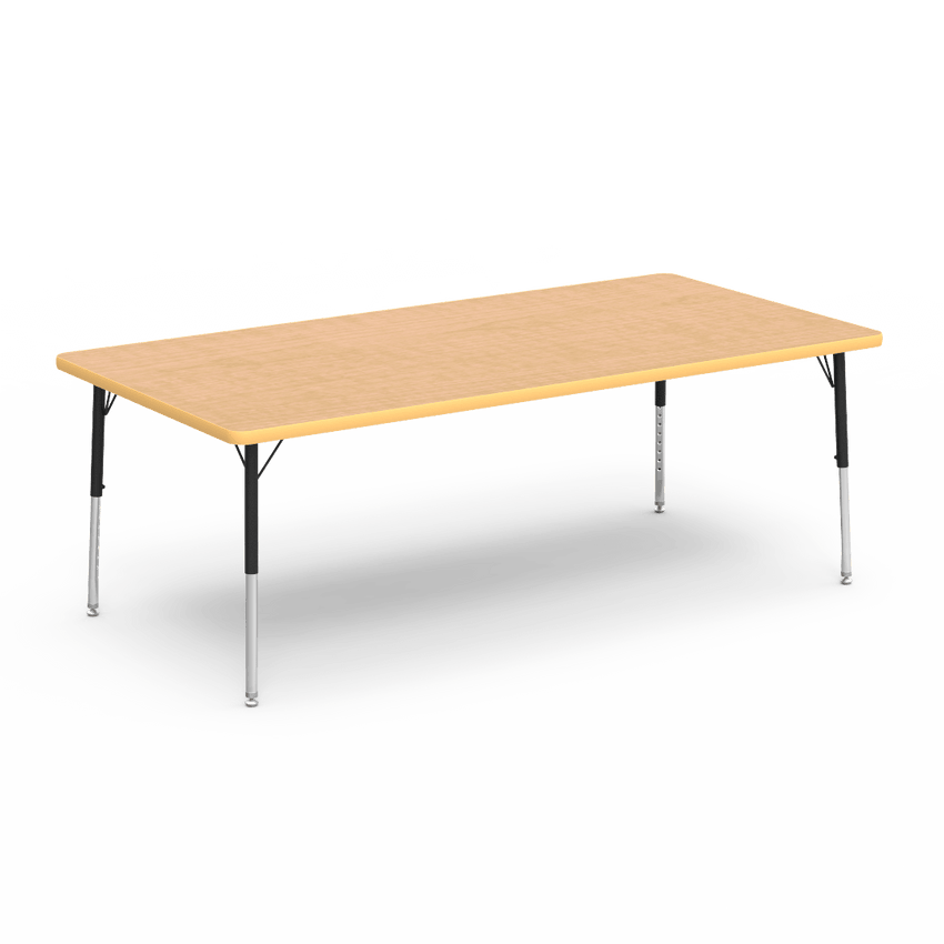 Rectangular Activity Table with Heavy Duty Laminate Top - Preschool Height Adjustable Legs (36"W x 72"L x 17-25"H) - SchoolOutlet