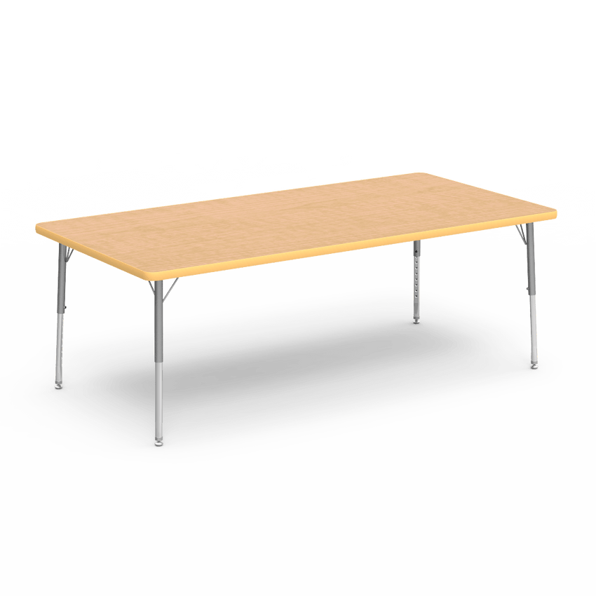 Rectangular Activity Table with Heavy Duty Laminate Top - Preschool Height Adjustable Legs (36"W x 72"L x 17-25"H) - SchoolOutlet