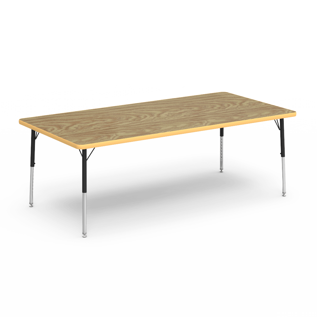 Rectangular Activity Table with Heavy Duty Laminate Top - Preschool Height Adjustable Legs (36"W x 72"L x 17-25"H) - SchoolOutlet
