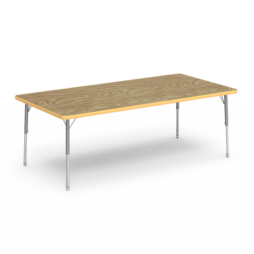 Rectangular Activity Table with Heavy Duty Laminate Top - Preschool Height Adjustable Legs (36"W x 72"L x 17-25"H) - SchoolOutlet