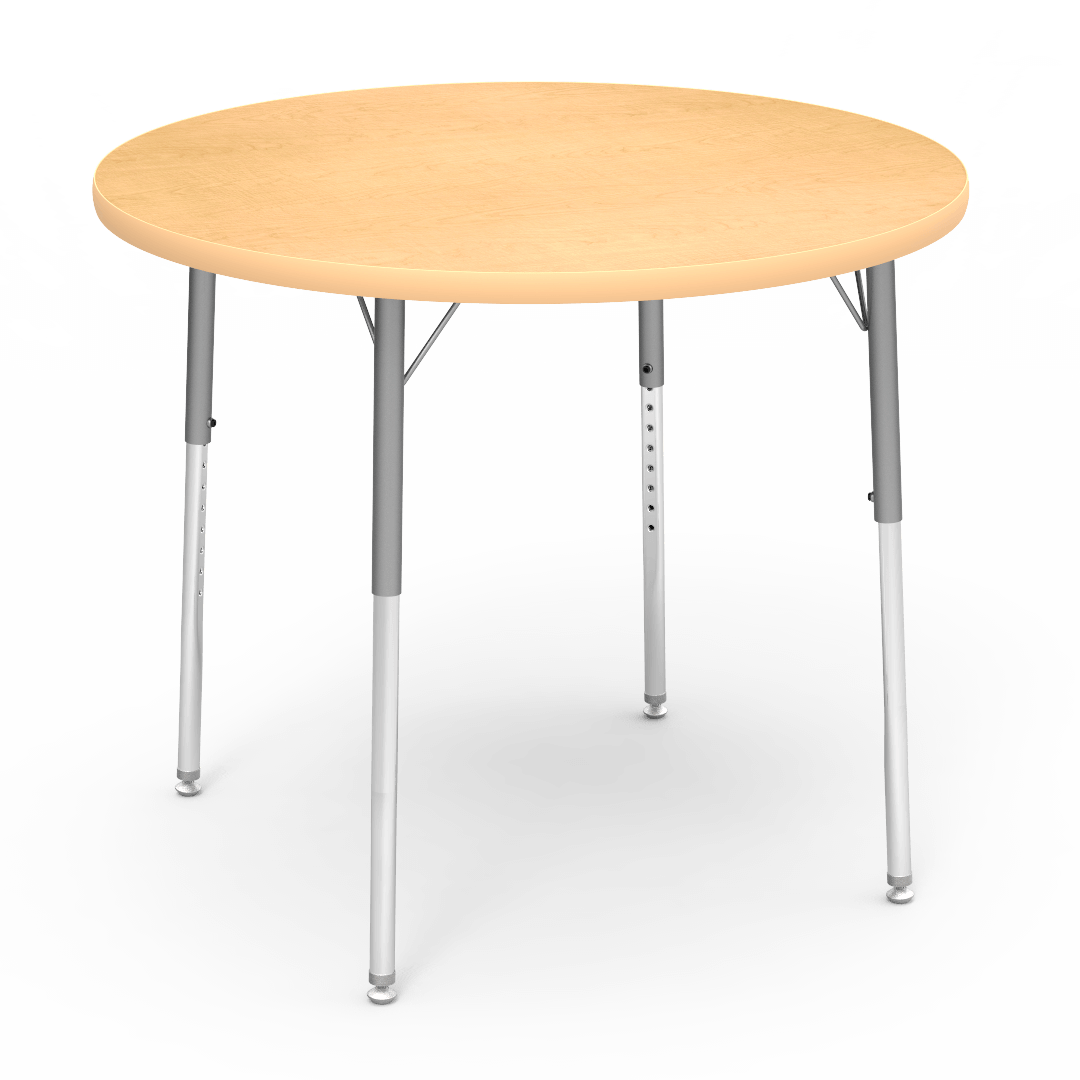 Virco 4836RW- Round 36" Activity Table, 1 1/8 inch Thick Laminate Top, Adjustable WheelChair Height Legs (Virco 4836RW) - SchoolOutlet