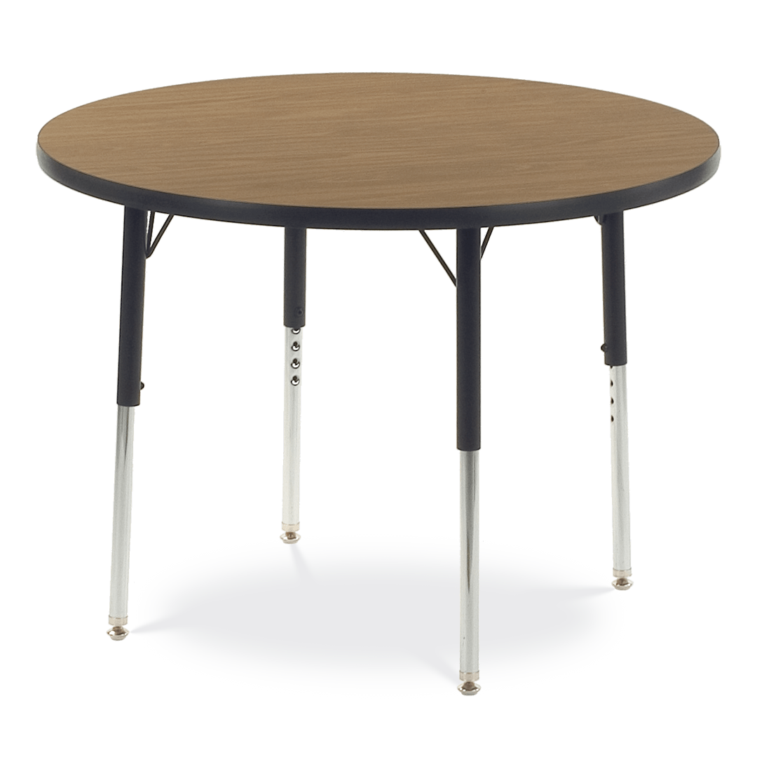 Virco 4836RW- Round 36" Activity Table, 1 1/8 inch Thick Laminate Top, Adjustable WheelChair Height Legs (Virco 4836RW) - SchoolOutlet