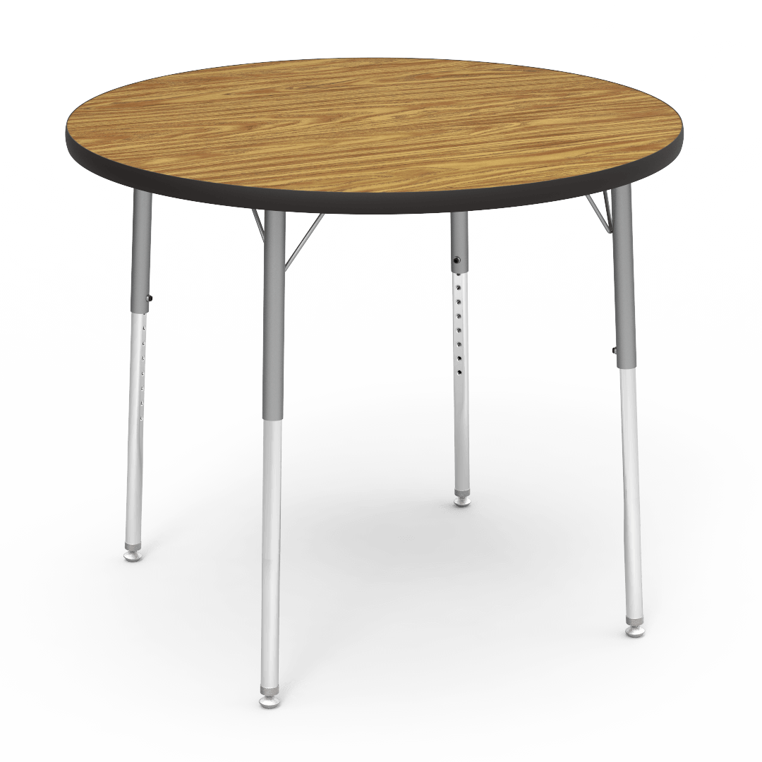 Virco 4836RW- Round 36" Activity Table, 1 1/8 inch Thick Laminate Top, Adjustable WheelChair Height Legs (Virco 4836RW) - SchoolOutlet