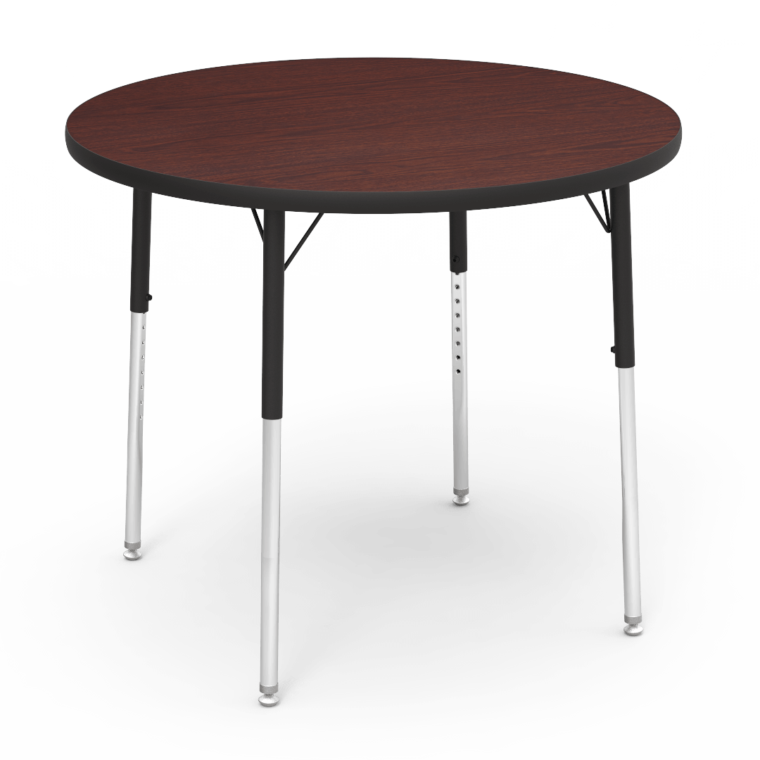 Virco 4836RW- Round 36" Activity Table, 1 1/8 inch Thick Laminate Top, Adjustable WheelChair Height Legs (Virco 4836RW) - SchoolOutlet