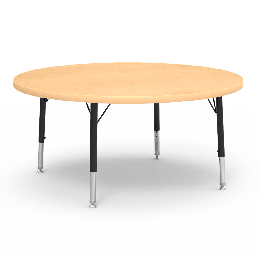 Virco 4842RLO - Virco 4000 Series Round Activity Table with Heavy Duty Laminate Top - Preschool Height Adjustable Legs (42" Diameter x 17"-25"H) - SchoolOutlet