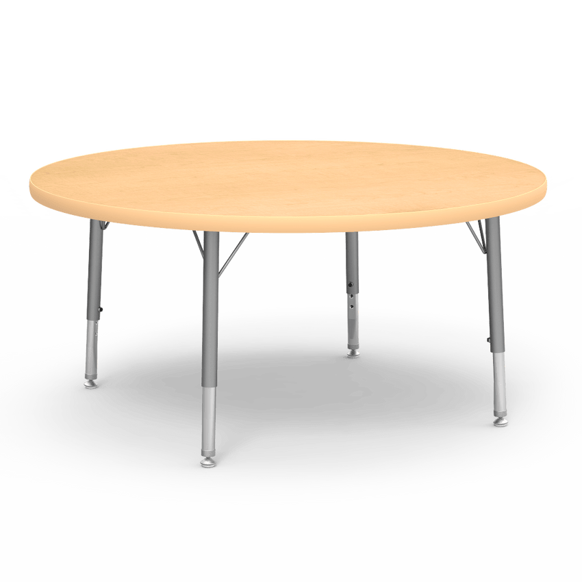 Virco 4842RLO - Virco 4000 Series Round Activity Table with Heavy Duty Laminate Top - Preschool Height Adjustable Legs (42" Diameter x 17"-25"H) - SchoolOutlet