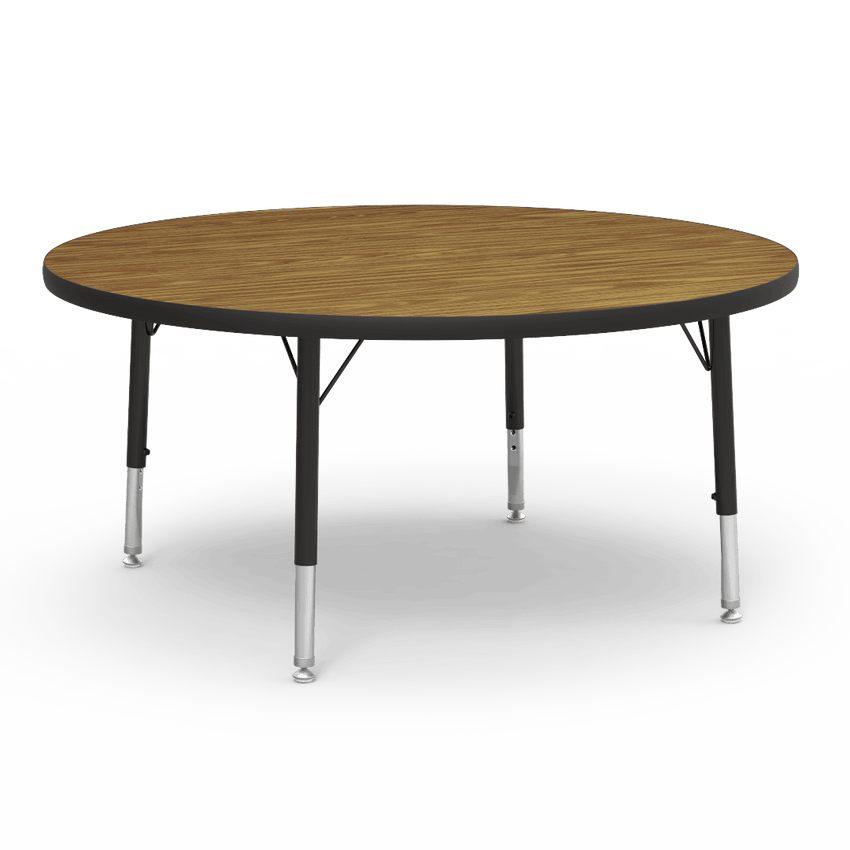 Virco 4842RLO - Virco 4000 Series Round Activity Table with Heavy Duty Laminate Top - Preschool Height Adjustable Legs (42" Diameter x 17"-25"H) - SchoolOutlet
