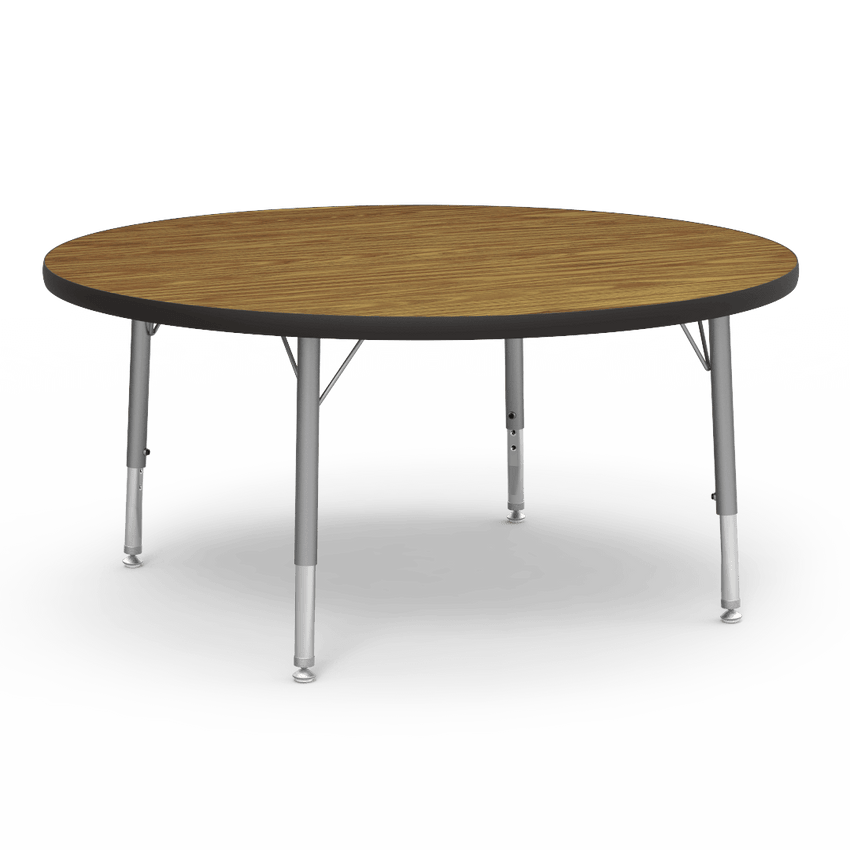 Virco 4842RLO - Virco 4000 Series Round Activity Table with Heavy Duty Laminate Top - Preschool Height Adjustable Legs (42" Diameter x 17"-25"H) - SchoolOutlet