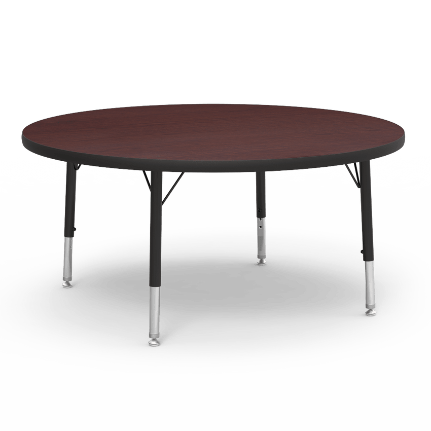 Virco 4842RLO - Virco 4000 Series Round Activity Table with Heavy Duty Laminate Top - Preschool Height Adjustable Legs (42" Diameter x 17"-25"H) - SchoolOutlet