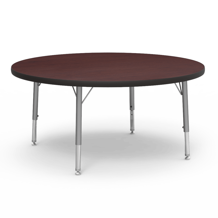 Virco 4842RLO - Virco 4000 Series Round Activity Table with Heavy Duty Laminate Top - Preschool Height Adjustable Legs (42" Diameter x 17"-25"H) - SchoolOutlet