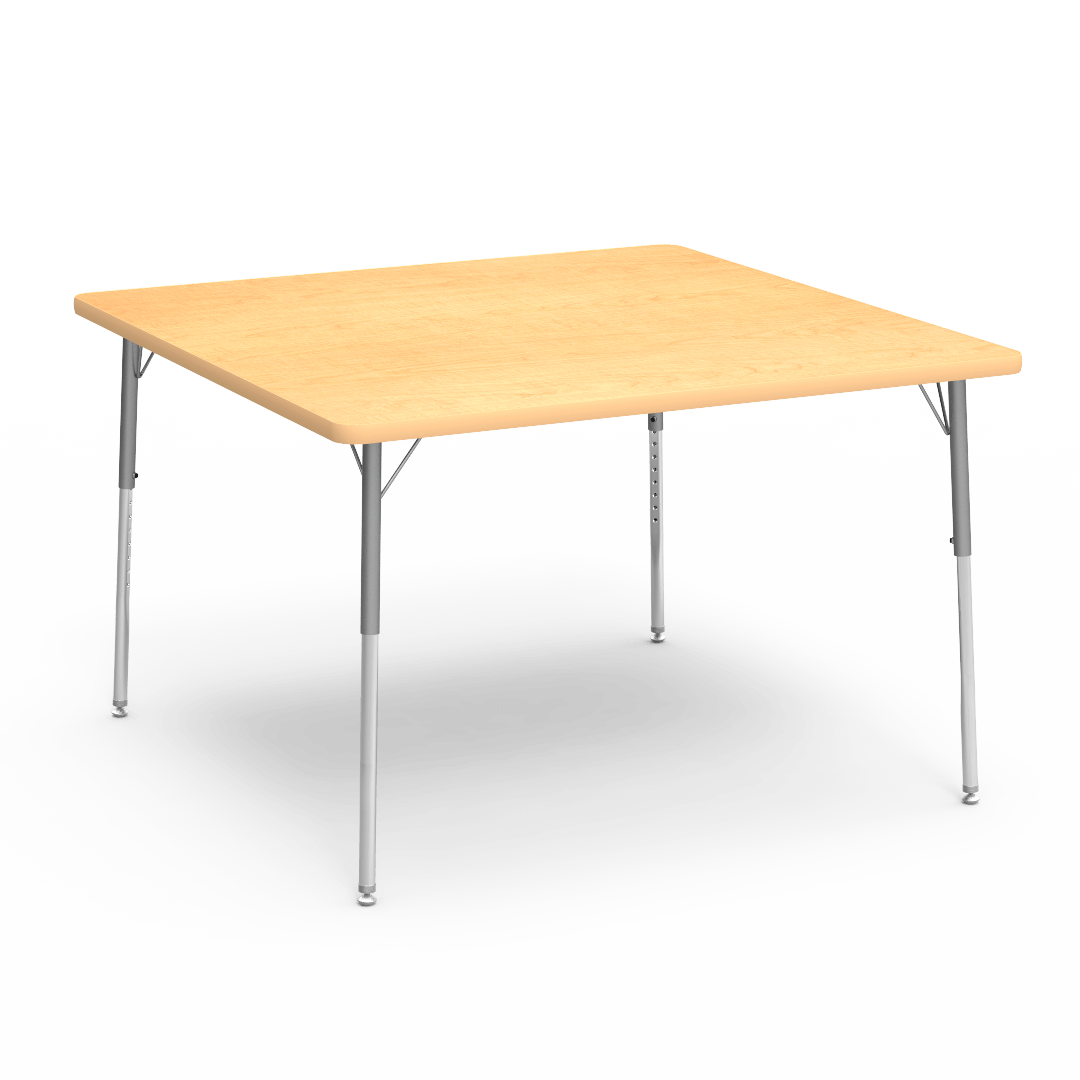 Virco 484848 - Virco 4000 Series Square Activity Table with Heavy Duty Laminate Top (48"W x 48"L x 22"-30"H) - SchoolOutlet