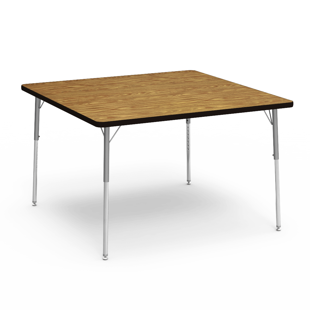 Virco 484848 - Virco 4000 Series Square Activity Table with Heavy Duty Laminate Top (48"W x 48"L x 22"-30"H) - SchoolOutlet