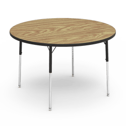 Round Activity Table with Heavy Duty Medium Oak Laminate Top and Adjustable Height (48" Diameter x 22-30"H)