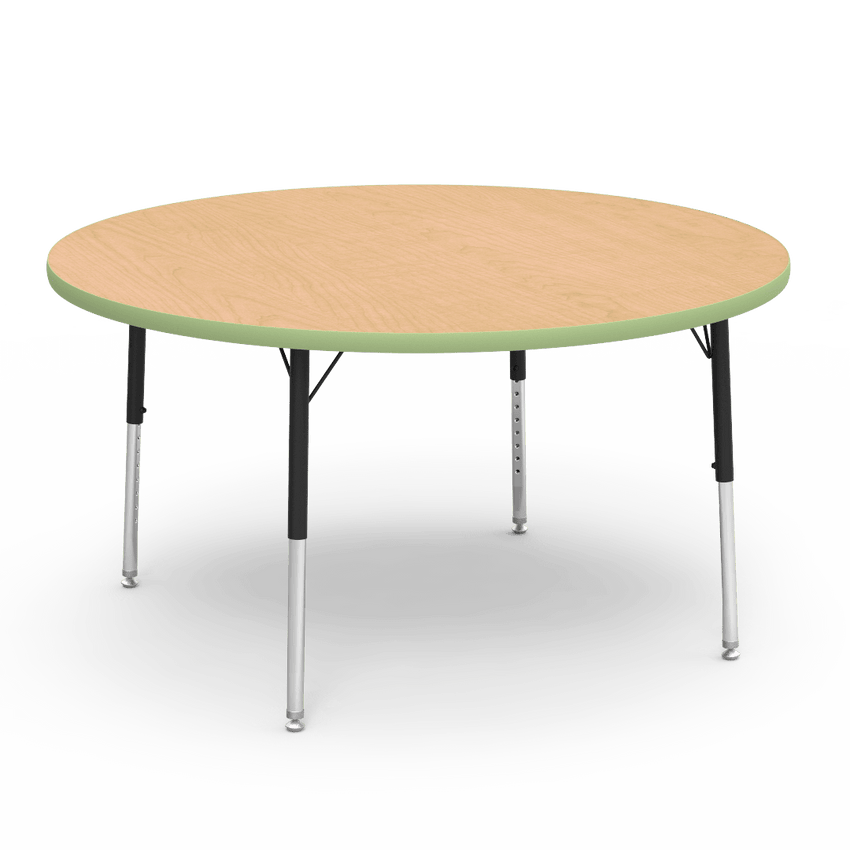 Virco 4848RLO - 4000 Series Round Activity Table with Heavy Duty Laminate Top - Preschool Height Adjustable Legs (48" Diameter x 17-25"H) - SchoolOutlet