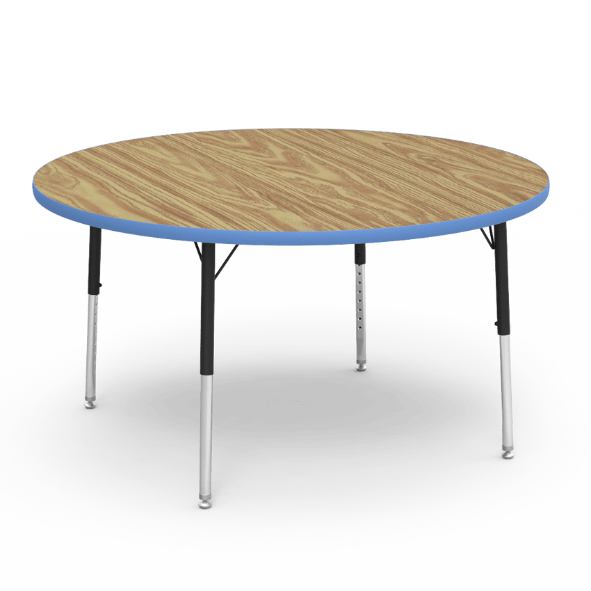 Virco 4848RLO - 4000 Series Round Activity Table with Heavy Duty Laminate Top - Preschool Height Adjustable Legs (48" Diameter x 17-25"H) - SchoolOutlet