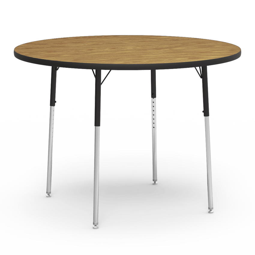 Virco 4848RW- Round 48" Activity Table, 1 1/8 inch Thick Laminate Top, Adjustable WheelChair Height Legs (Virco 4848RW) - SchoolOutlet