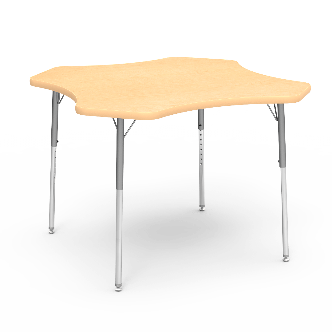 Virco 48CLO48 - Virco 4000 Series Clover Activity Table with Heavy Duty Laminate Top 48" Diameter and Adjustable Height Legs 22"-30"H - SchoolOutlet