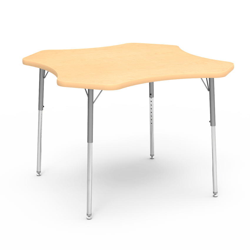 Virco 48CLO48 - Virco 4000 Series Clover Activity Table with Heavy Duty Laminate Top 48" Diameter and Adjustable Height Legs 22"-30"H - SchoolOutlet