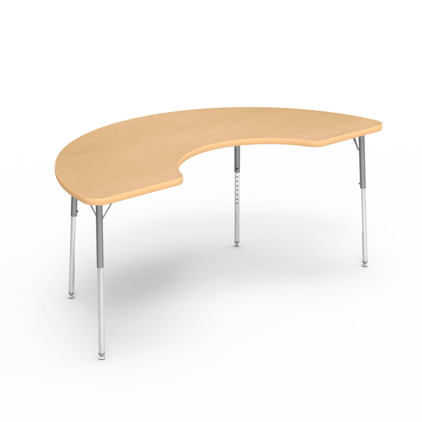 Virco 48COOP72 - Virco 4000 Series Half Moon Cooperative Learning Activity Table with Heavy Duty Laminate Top (36"W x 72"L x 22"-30"H) - SchoolOutlet