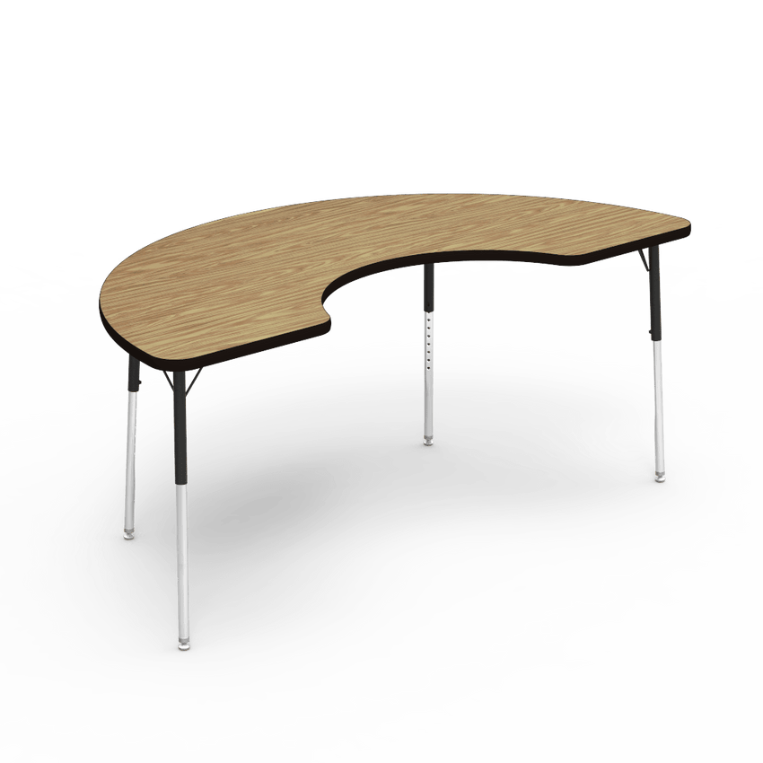 Virco 48COOP72 - Virco 4000 Series Half Moon Cooperative Learning Activity Table with Heavy Duty Laminate Top (36"W x 72"L x 22"-30"H) - SchoolOutlet