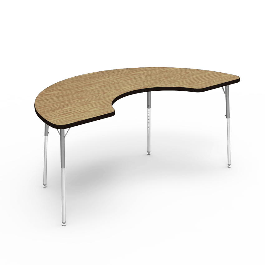 Virco 48COOP72 - Virco 4000 Series Half Moon Cooperative Learning Activity Table with Heavy Duty Laminate Top (36"W x 72"L x 22"-30"H) - SchoolOutlet