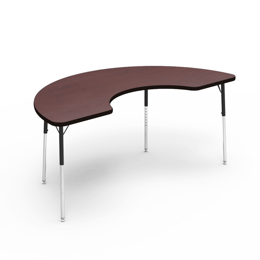 Virco 48COOP72 - Virco 4000 Series Half Moon Cooperative Learning Activity Table with Heavy Duty Laminate Top (36"W x 72"L x 22"-30"H) - SchoolOutlet
