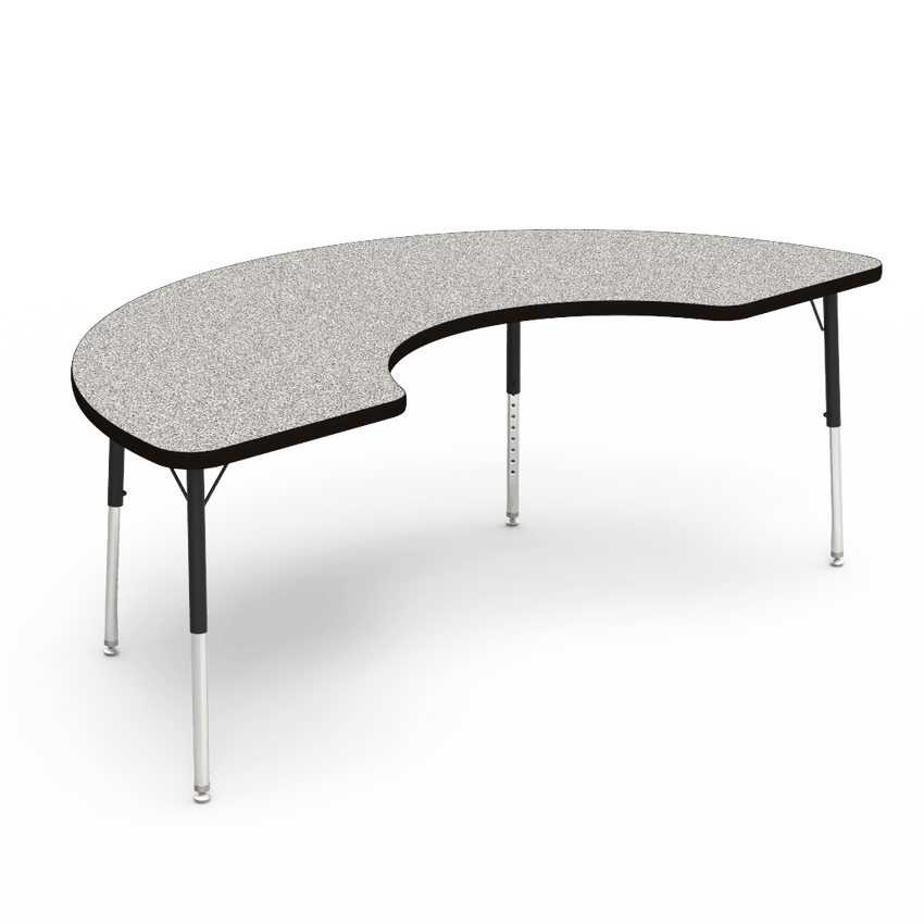 Half Moon Cooperative Learning Activity Table with Heavy Duty Laminate Top - Preschool Height Adjustable Legs (36"W x 72"L x 17-25"H) - SchoolOutlet